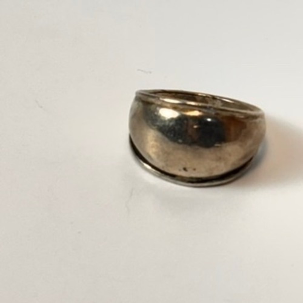 Vintage Dome Ring Silver Tone Minimalist 70s Boho Statement Size 8